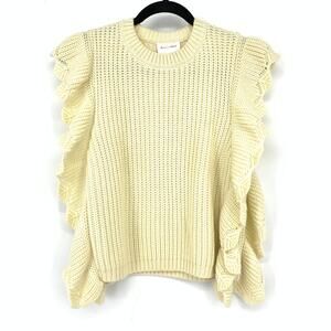 Line and Dot Juliana Sleeveless Scalloped Top Womens Size XS Cream Knit Ruffles